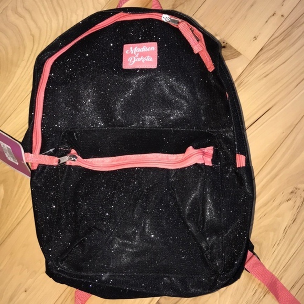 Madison and Dakota black sparkle backpack.